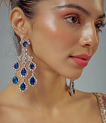 Vivinia by Vidhi Mehra Silver Plated Blue Zircon Dangler Drop EarringsFabilicious Fashion