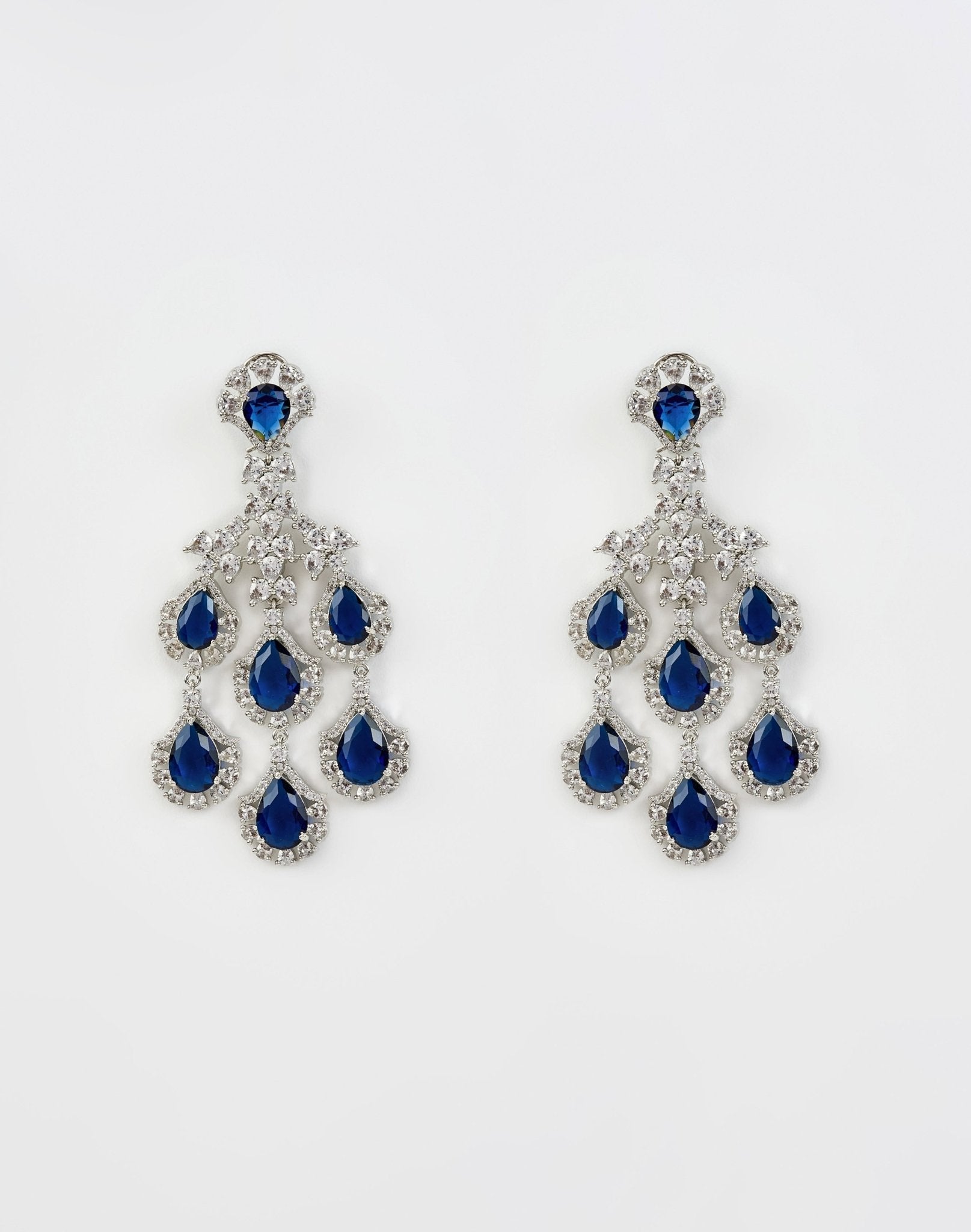 Vivinia by Vidhi Mehra Silver Plated Blue Zircon Dangler Drop EarringsFabilicious Fashion