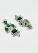 Vivinia by Vidhi Mehra Silver Plated Emerald Green And Zircon Dangler EarringsFabilicious Fashion
