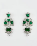 Vivinia by Vidhi Mehra Silver Plated Emerald Green And Zircon Dangler EarringsFabilicious Fashion