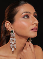 Vivinia by Vidhi Mehra Silver Plated Emerald Stone Zircon EarringsFabilicious Fashion