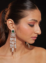 Vivinia by Vidhi Mehra Silver Plated Emerald Stone Zircon EarringsFabilicious Fashion