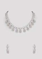 Vivinia by Vidhi Mehra Silver Plated Floral Zircon Necklace SetFabilicious Fashion