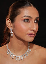Vivinia by Vidhi Mehra Silver Plated Floral Zircon Necklace SetFabilicious Fashion