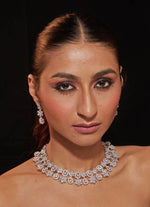 Vivinia by Vidhi Mehra Silver Plated Floral Zircon Necklace SetFabilicious Fashion