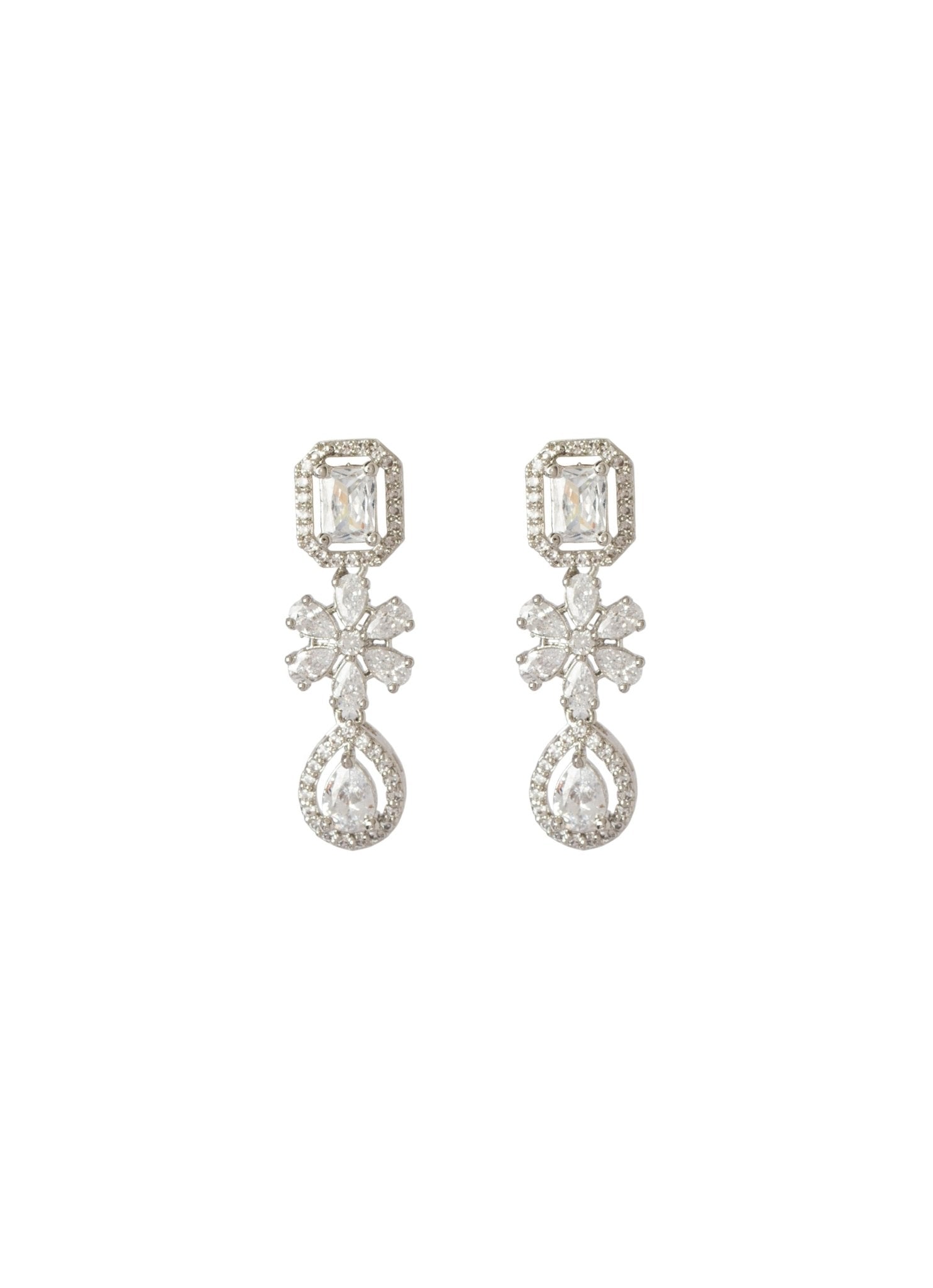 Vivinia by Vidhi Mehra Silver Plated Floral Zircon Necklace SetFabilicious Fashion
