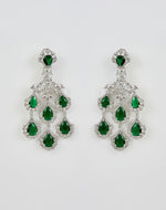 Vivinia by Vidhi Mehra Silver Plated Green And Crystal Dangler EarringsFabilicious Fashion