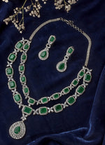 Vivinia by Vidhi Mehra Silver Plated Green Short Necklace SetFabilicious Fashion