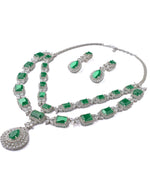 Vivinia by Vidhi Mehra Silver Plated Green Short Necklace SetFabilicious Fashion