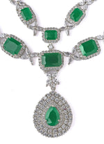 Vivinia by Vidhi Mehra Silver Plated Green Short Necklace SetFabilicious Fashion