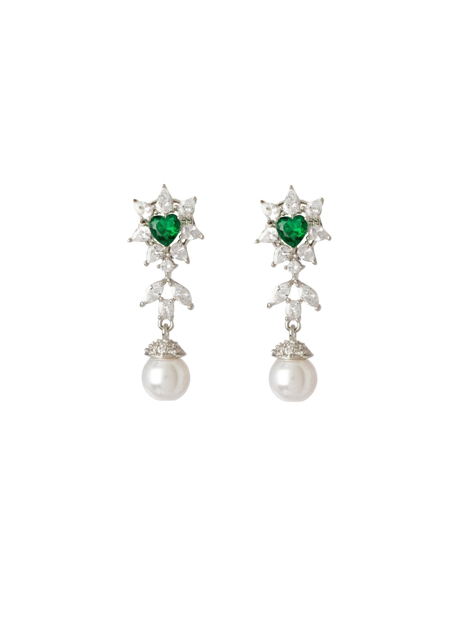 Vivinia by Vidhi Mehra Silver Plated Green Stone Zircon Necklace SetFabilicious Fashion