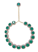 Vivinia by Vidhi Mehra Silver Plated Green Synthetic Stone Statement Choker Necklace SetFabilicious Fashion