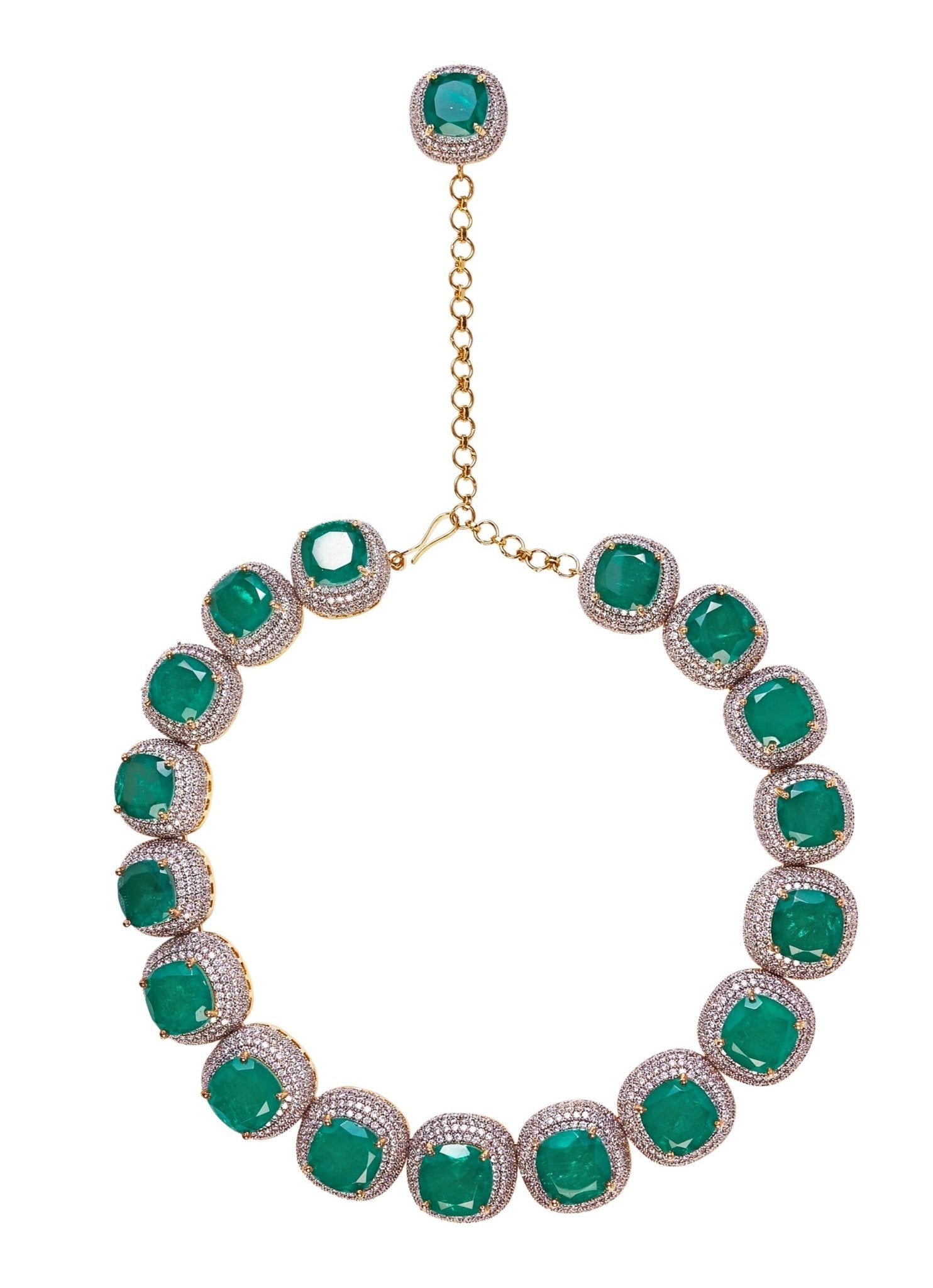 Vivinia by Vidhi Mehra Silver Plated Green Synthetic Stone Statement Choker Necklace SetFabilicious Fashion