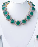 Vivinia by Vidhi Mehra Silver Plated Green Synthetic Stone Statement Choker Necklace SetFabilicious Fashion