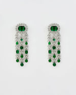 Vivinia by Vidhi Mehra Silver Plated Green Zircon Dangler Drop EarringsFabilicious Fashion