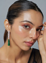Vivinia by Vidhi Mehra Silver Plated Green Zircon Dangler EarringsFabilicious Fashion