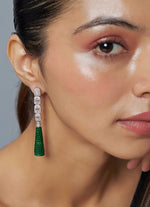 Vivinia by Vidhi Mehra Silver Plated Green Zircon Dangler EarringsFabilicious Fashion