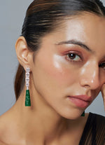 Vivinia by Vidhi Mehra Silver Plated Green Zircon Dangler EarringsFabilicious Fashion