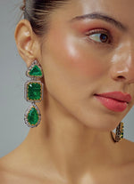 Vivinia by Vidhi Mehra Silver Plated Green Zircon Danglers EarringsFabilicious Fashion