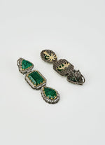 Vivinia by Vidhi Mehra Silver Plated Green Zircon Danglers EarringsFabilicious Fashion