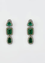 Vivinia by Vidhi Mehra Silver Plated Green Zircon Danglers EarringsFabilicious Fashion