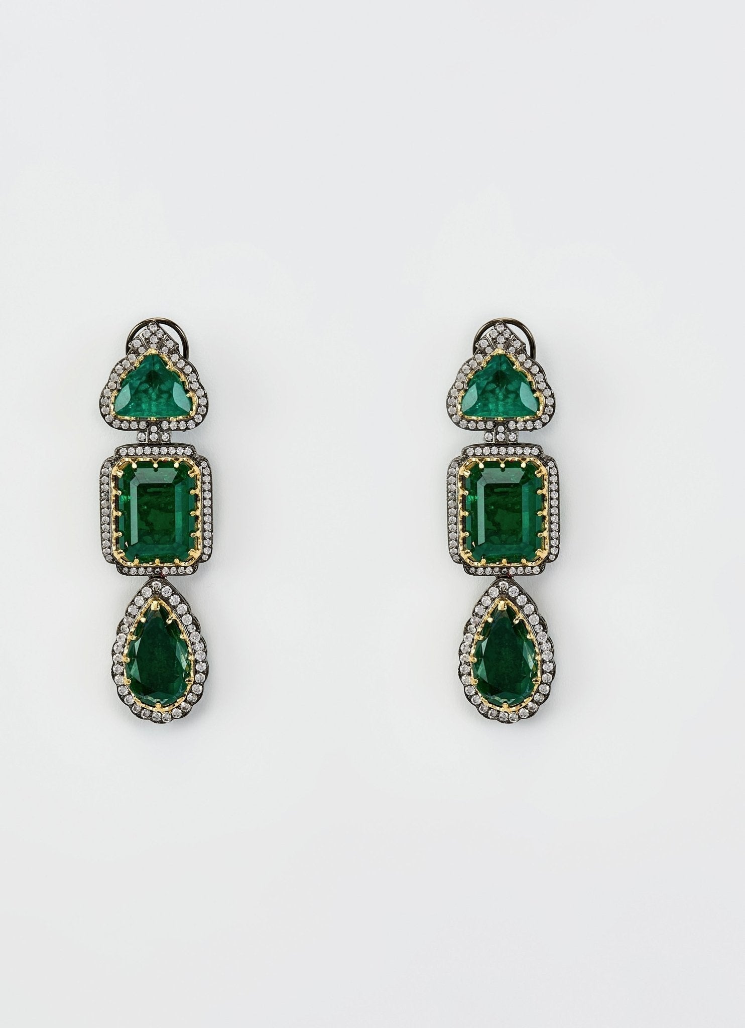 Vivinia by Vidhi Mehra Silver Plated Green Zircon Danglers EarringsFabilicious Fashion