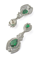 Vivinia by Vidhi Mehra Silver Plated Green Zircon EarringsFabilicious Fashion