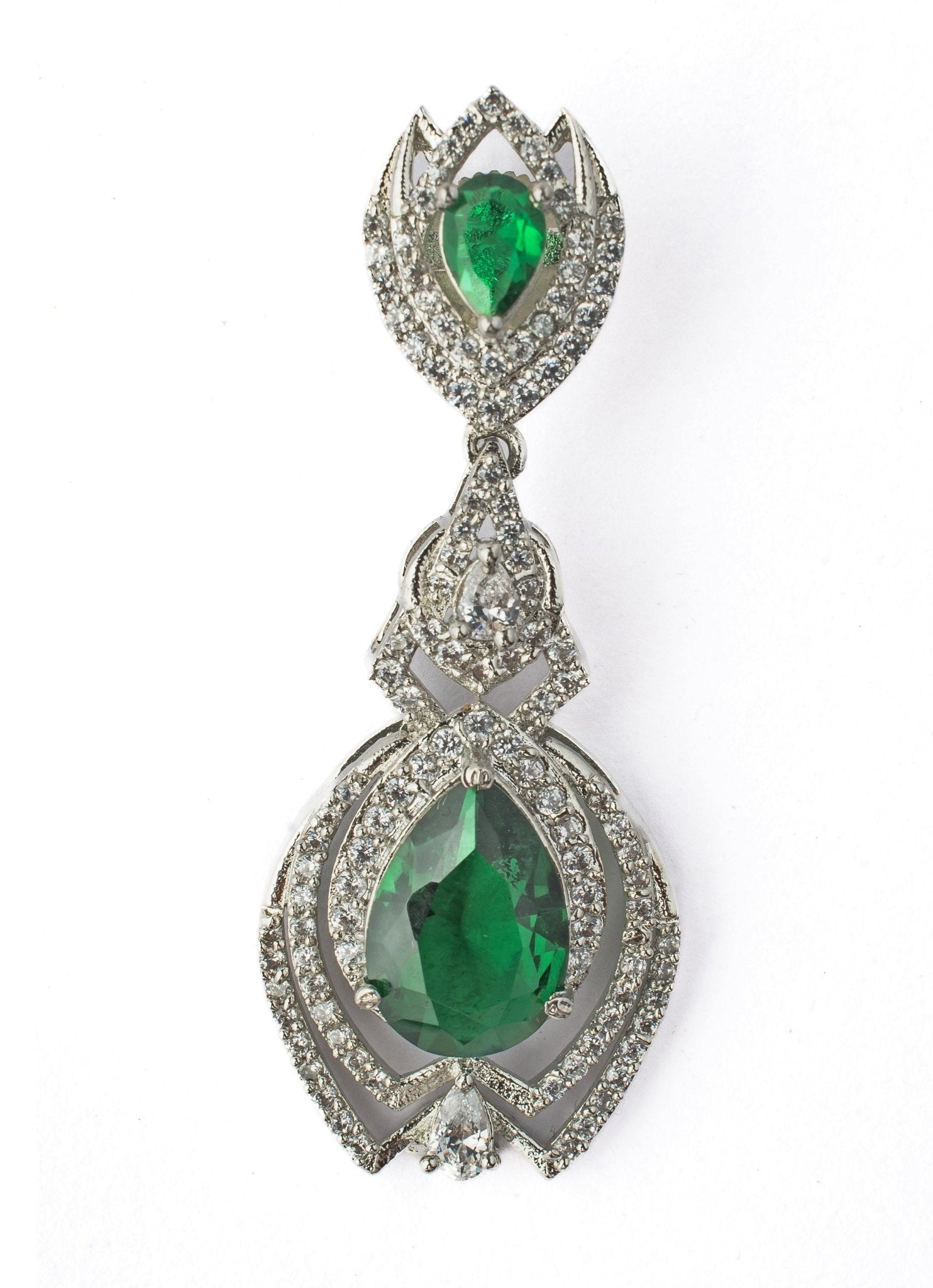 Vivinia by Vidhi Mehra Silver Plated Green Zircon EarringsFabilicious Fashion