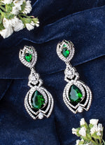 Vivinia by Vidhi Mehra Silver Plated Green Zircon EarringsFabilicious Fashion