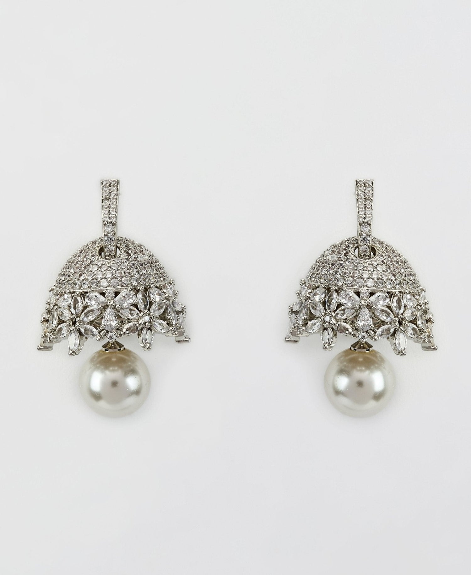 Vivinia by Vidhi Mehra Silver Plated White Zircon Drop EarringsFabilicious Fashion