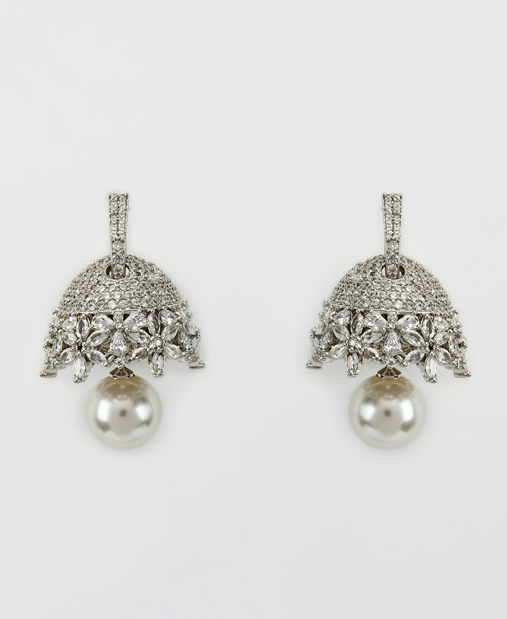 Vivinia by Vidhi Mehra Silver Plated White Zircon Drop EarringsFabilicious Fashion