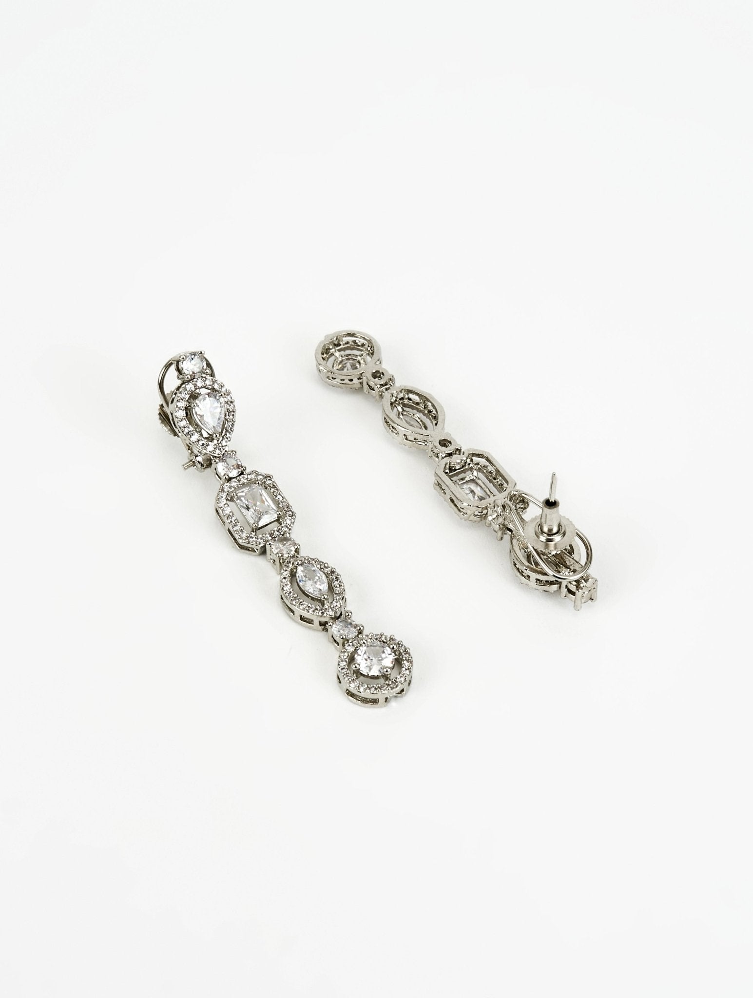 Vivinia by Vidhi Mehra Silver Plated Zircon Double Layered Long Necklace SetFabilicious Fashion