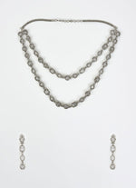 Vivinia by Vidhi Mehra Silver Plated Zircon Double Layered Long Necklace SetFabilicious Fashion