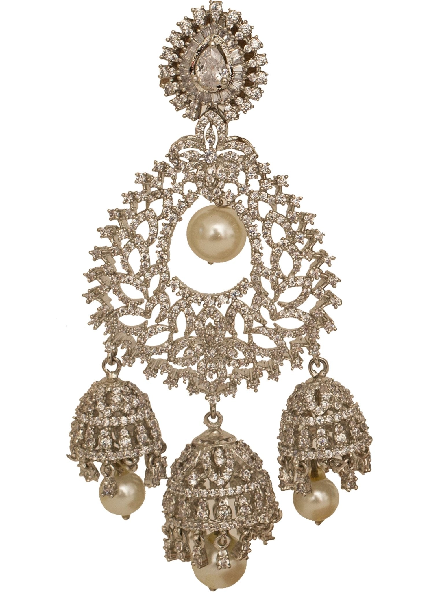 Vivinia by Vidhi Mehra Silver Plated Zircon Earrings With Pearl DropFabilicious Fashion