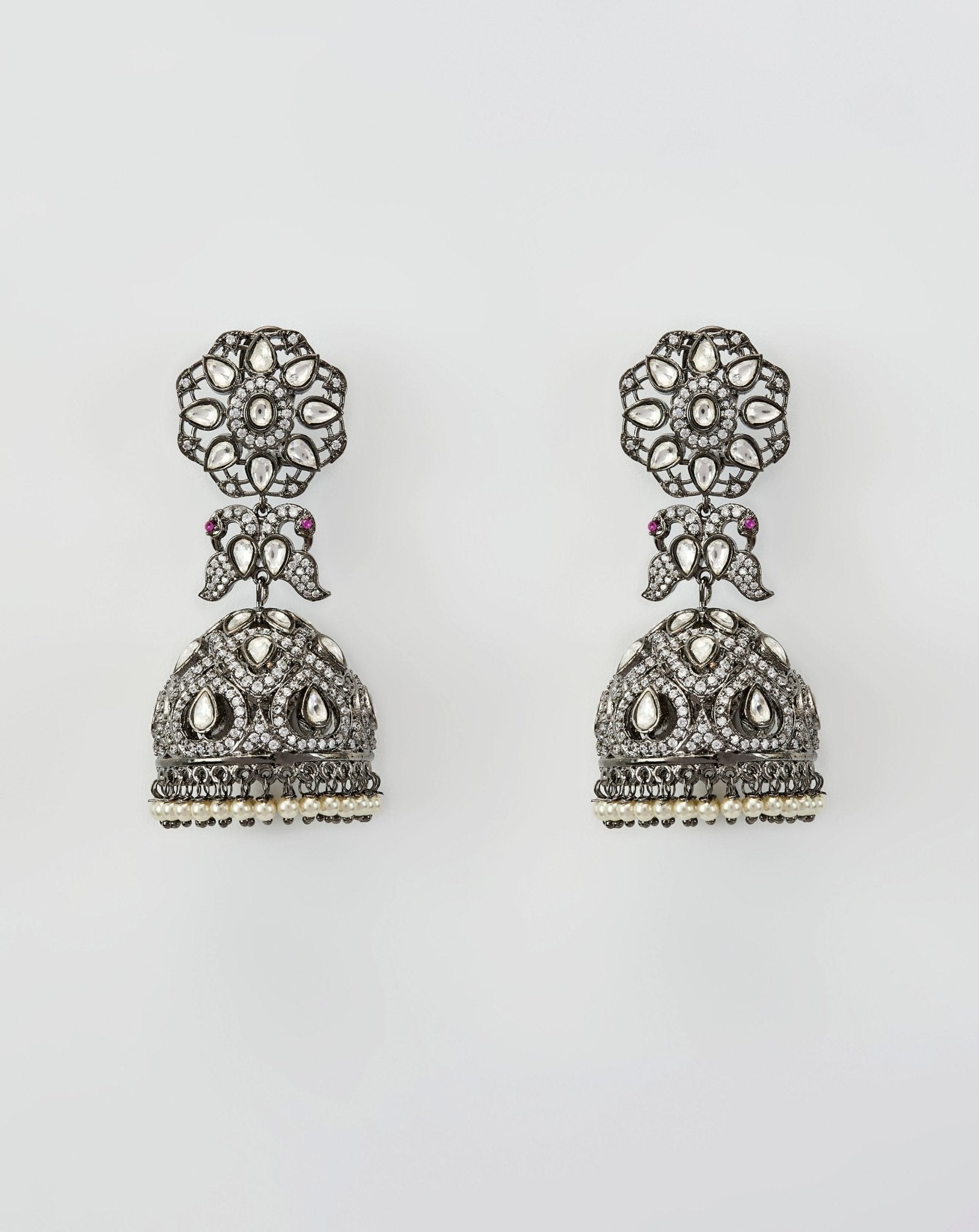 Vivinia by Vidhi Mehra Silver Plated Zircon Jhumkas EarringsFabilicious Fashion