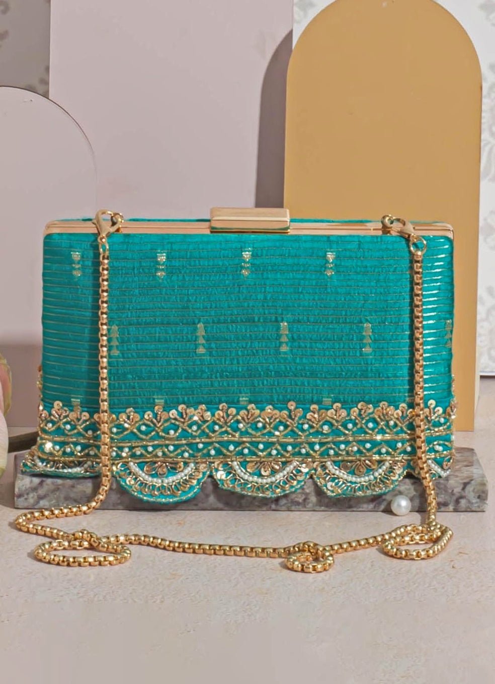 Turquoise Blue Woven Clutch