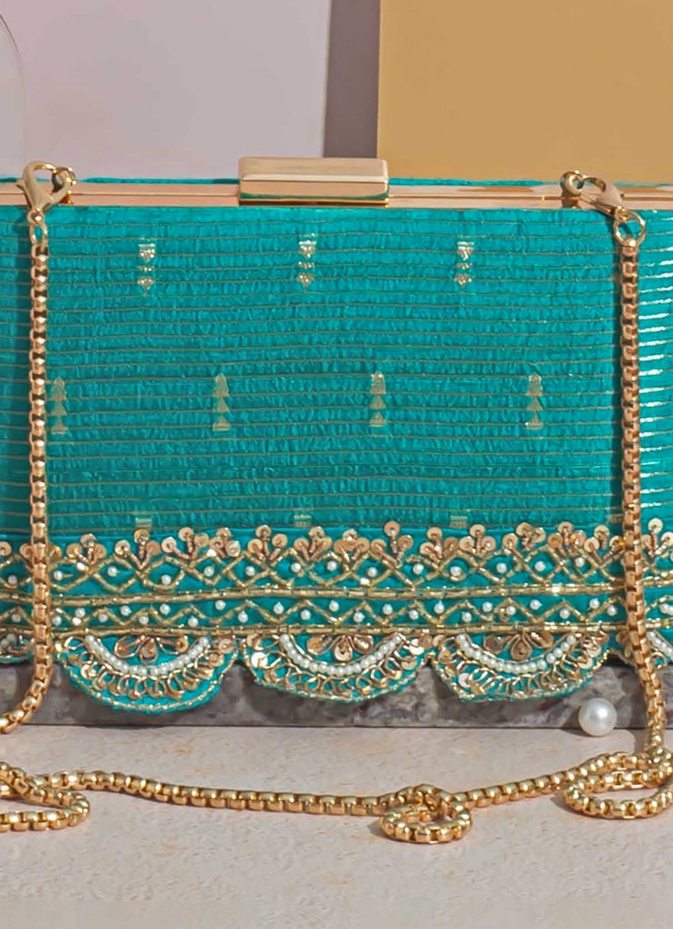 Turquoise Blue Woven Clutch