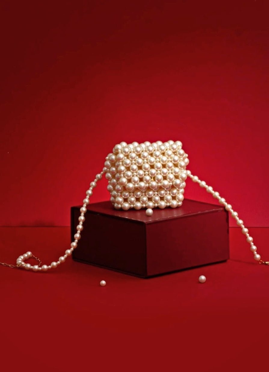 White Embellished Pearl Bag