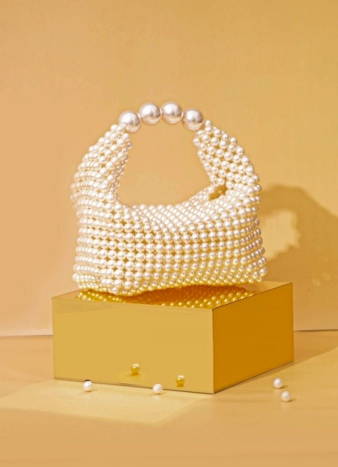 White Embellished Pearl Bag