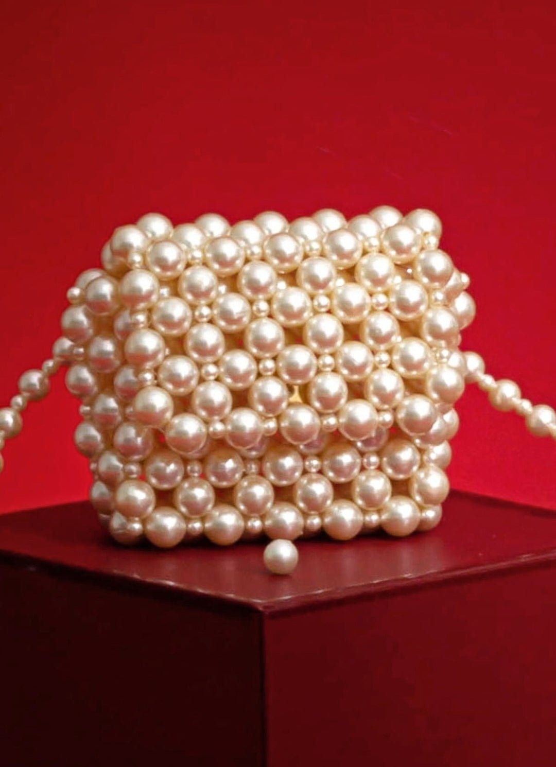 White Embellished Pearl Bag